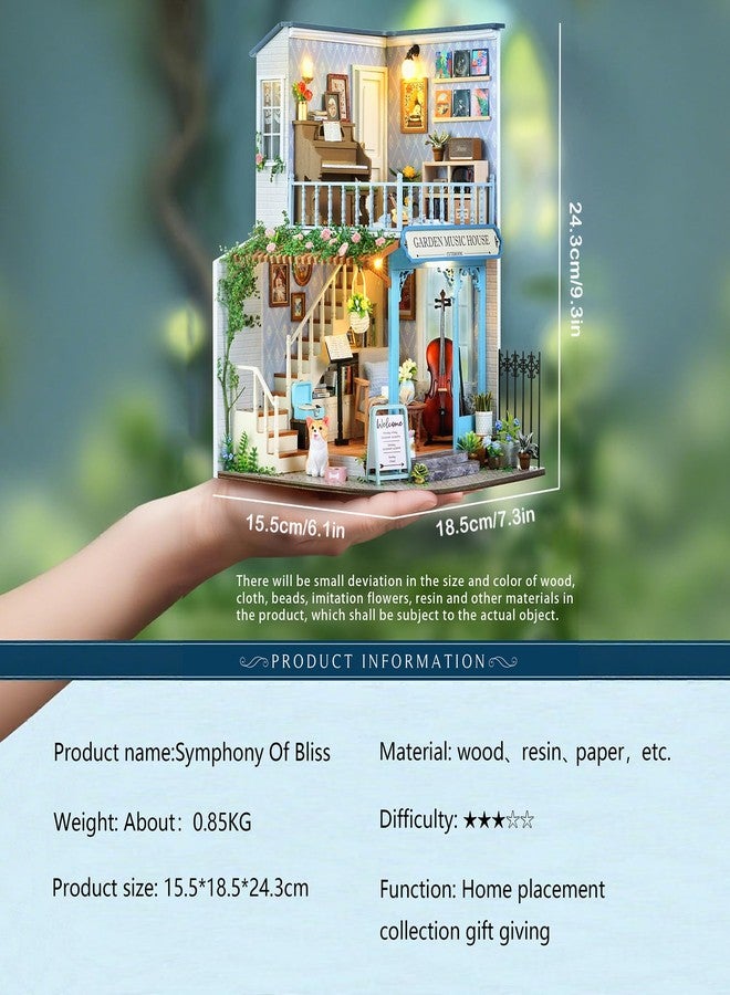 CUTEROOM Miniature House Kits for Adults,Mini Dollhouse Wooden Furniture Kit, DIY Craft Kits Creative Room Tiny House for Decoration- Garden Music House - Image 3
